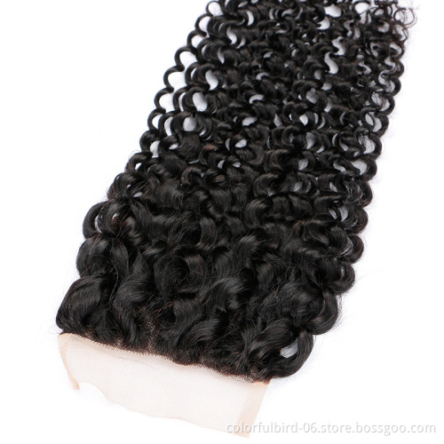 Free Sample Grade 8A Kinky Curly Cuticle Aligned human hair 4*4 closure HD lace Afro human hair extension